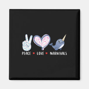 Love of peace narwhale for girls boys children magnet