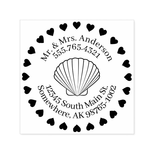 Love of the Sea, Shells, Personal Contact Self-inking Stamp (Design)