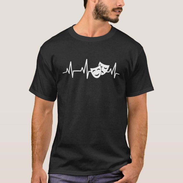 Love of Theatre Pulse Line Heart Beats for Drama T-Shirt (Front)