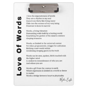 Love Of Words poem poetry wall art poster Clipboard