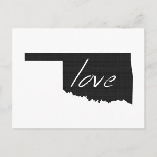 Love Oklahoma Map Shaped Antique Black Chalkboard Postcard