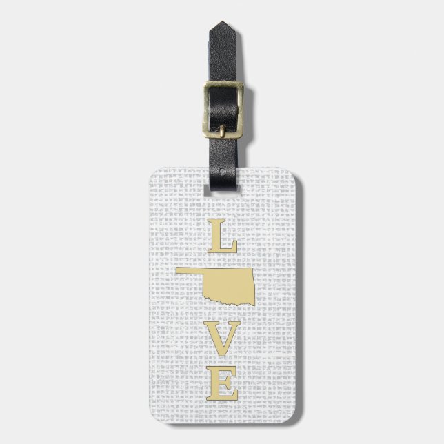 LOVE Oklahoma State Map Luggage Tag (Front Vertical)