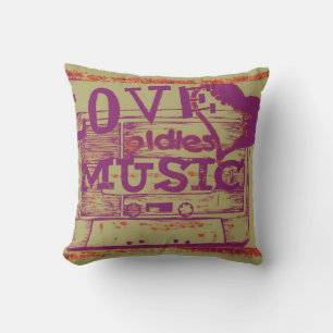 Love oldies music Vintage Pillow