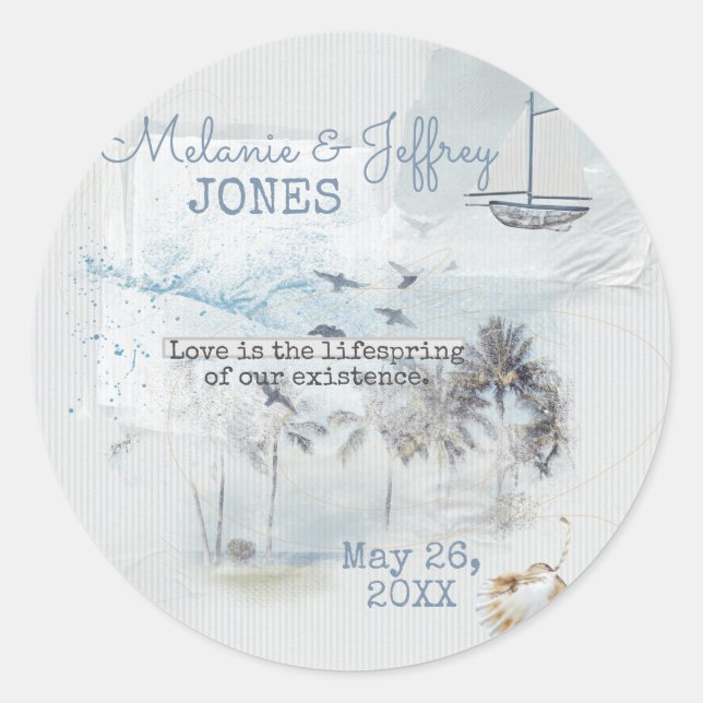 Love On A Beach Classic Round Sticker (Front)