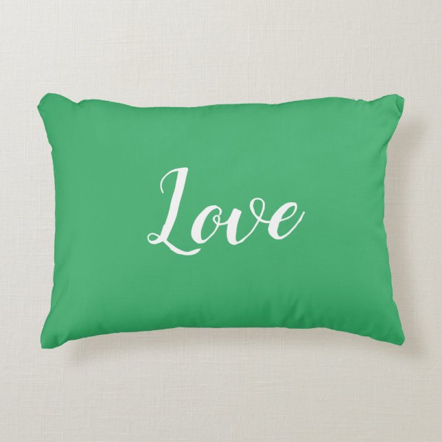 "Love" on Pretty Green Accent Pillow (Front)