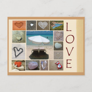 Love on the beach postcard
