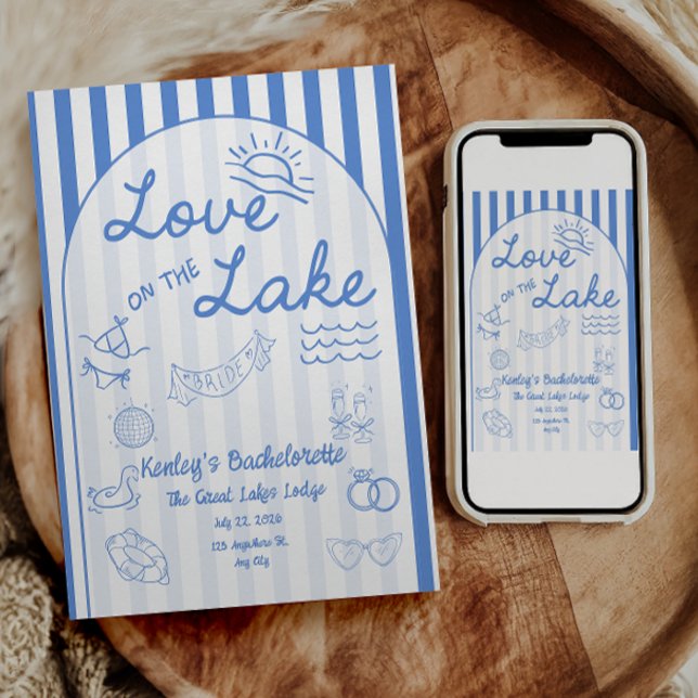 Love on the Lake Bachelorette Invitation (Love on the lake bachelorette party invitation)