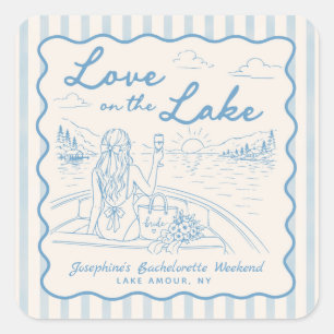 Love on the Lake Bachelorette Weekend Bridal Party Square Sticker