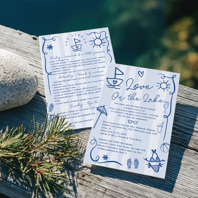 Love on the Lake Blue Bachelorette Weekend Invitation (Love on the Lake Blue Bachelorette Weekend Invitation)