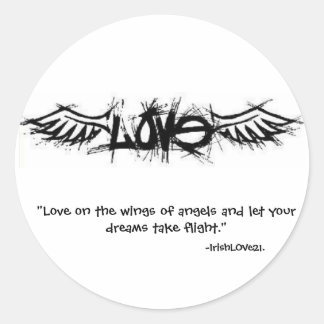 Love on the wings... classic round sticker