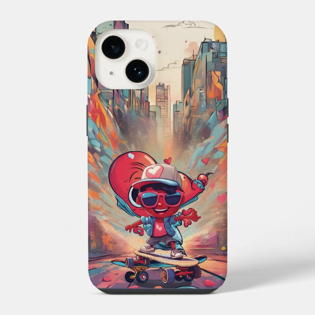 Love on Wheels – Cool Skateboarding Heart Design | iPhone Case (Back)