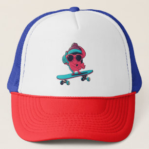 Love on Wheels – Cool Skateboarding Heart Design Trucker Hat