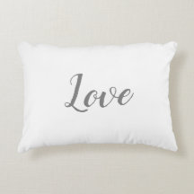 "Love" on White & Grey Accent Pillow
