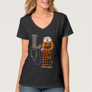 Love Oncology Nurse Leopard Pumpkin Halloween Nurs T-Shirt