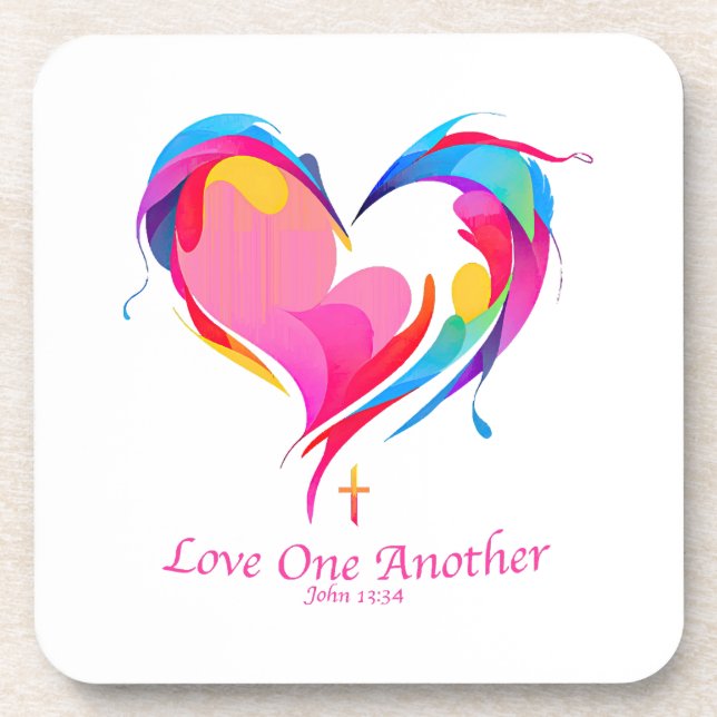 Love One Another Bible Verse John 1334  Coaster (Front)