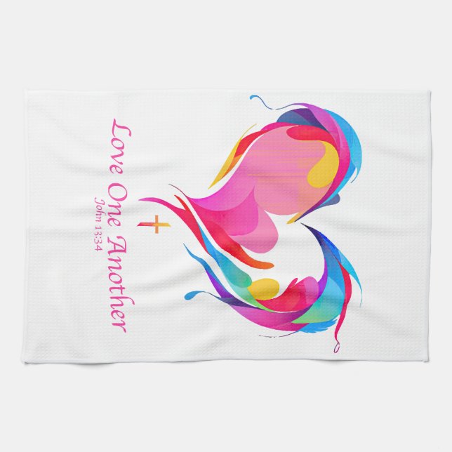 Love One Another Bible Verse John 1334  Tea Towel (Horizontal)