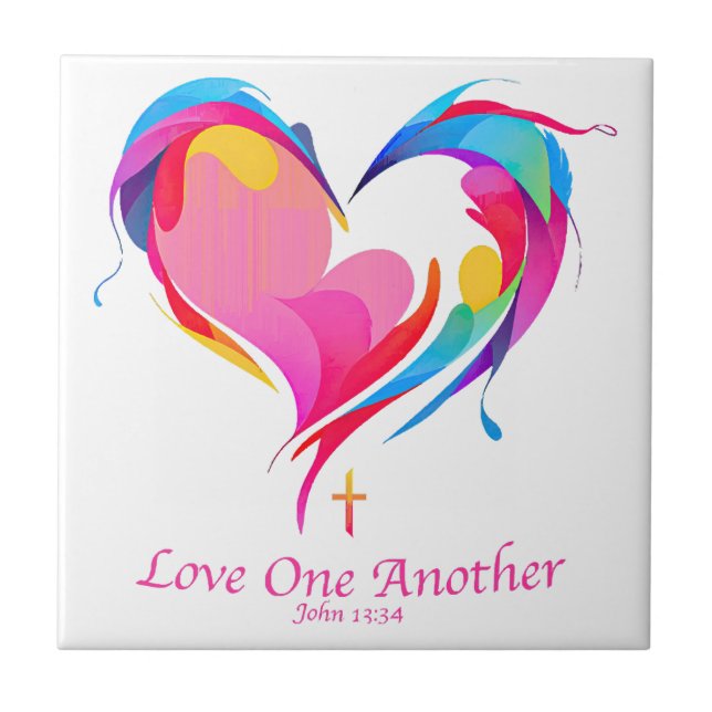 Love One Another Bible Verse John 1334  Tile (Front)