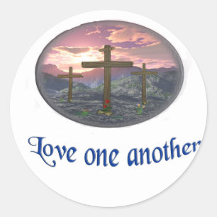 Love one another classic round sticker
