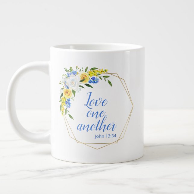 Love One Another Floral Large Coffee Mug (Left)