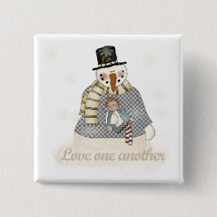 Love One Another Snowman T-shirts and Gifts 15 Cm Square Badge
