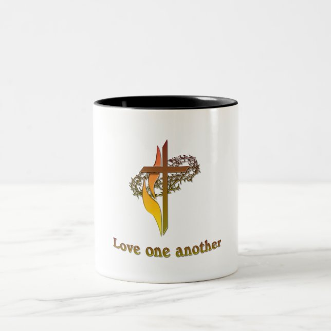 Love one another Two-Tone coffee mug (Center)
