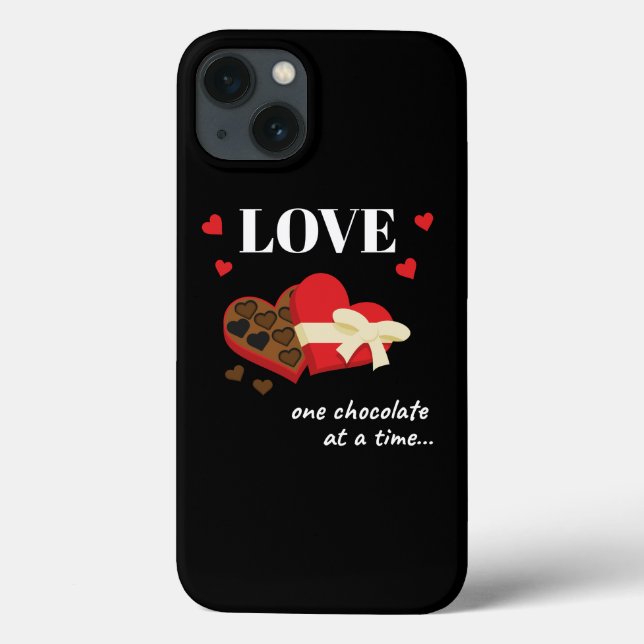 Love One Chocolate at a Time Funny Quote Case-Mate iPhone Case (Back)