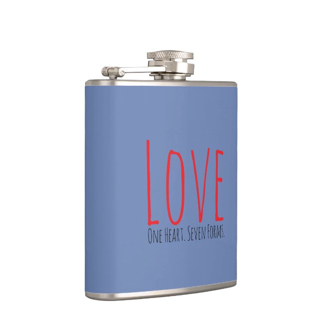 Love - One Heart. Seven Forms Vinyl Wrapped Flask (Right)