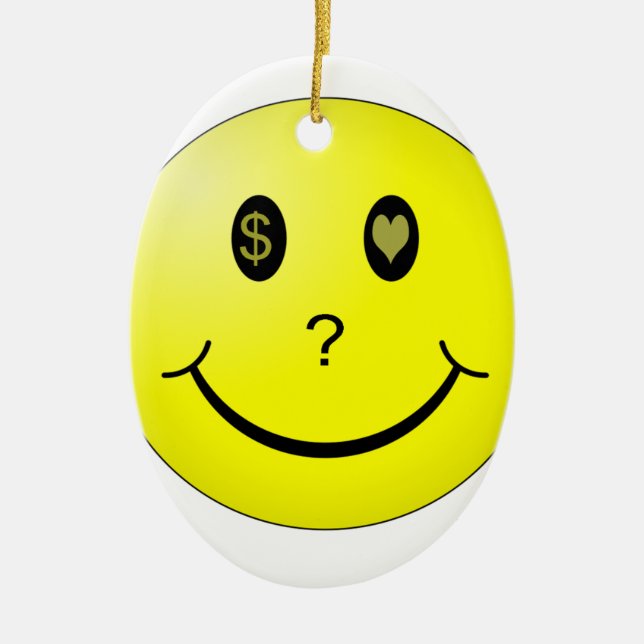 Love or Money or Love Money? Ceramic Tree Decoration (Front)