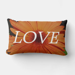 lOVE orange gerber daisy, flowers inspiration Lumbar Cushion