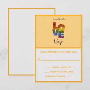 LOVE Orange Themed Same-Sex Wedding RSVP Card