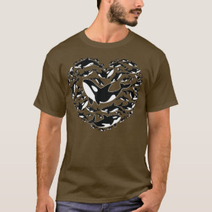 Love Orca Whale Sea Panda in Heart Shapes T-Shirt