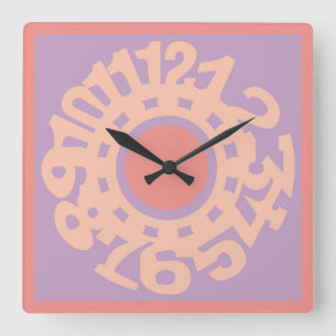 LOVE Original Number Pastel colors by Masanser Square Wall Clock