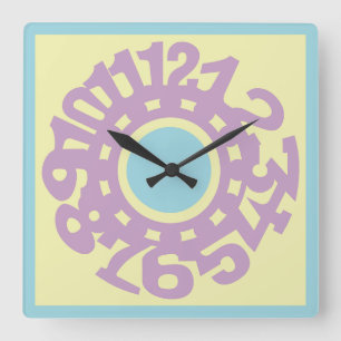 LOVE Original Numbers Pastel colors by Masanser Square Wall Clock