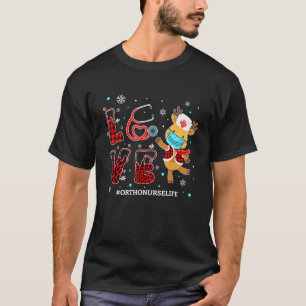Love Ortho Nurse Buffalo Plaid Leopard Xmas Reinde T-Shirt