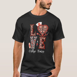 Love Ortho Nurse Stethoscope Heart Leopard Orthope T-Shirt