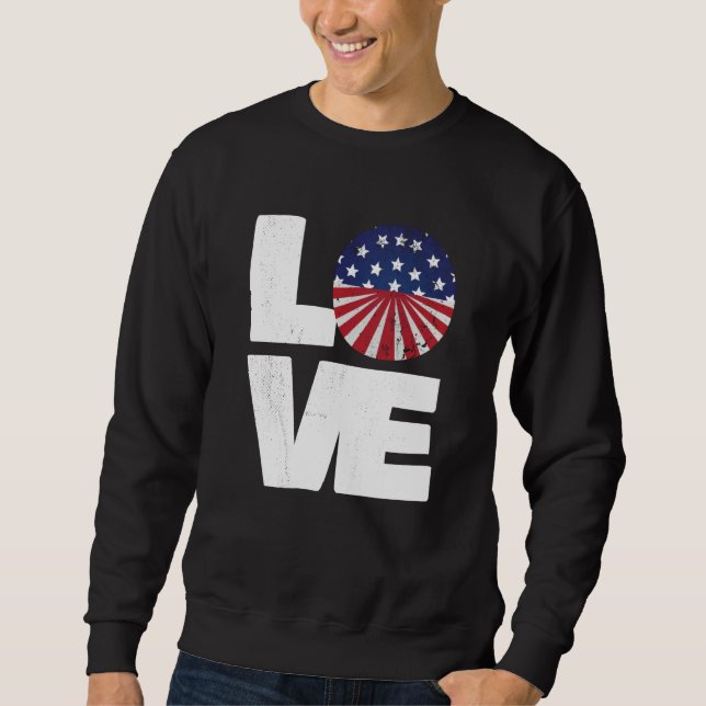 Love our American Flag Patriotic Retro 50's & 60's Sweatshirt (Front)