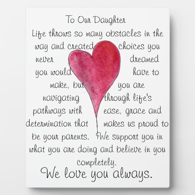 love our daughter plaque with heart (Front)