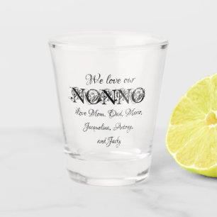 Love Our Nonno Personalised Kids Names Modern Cool Shot Glass