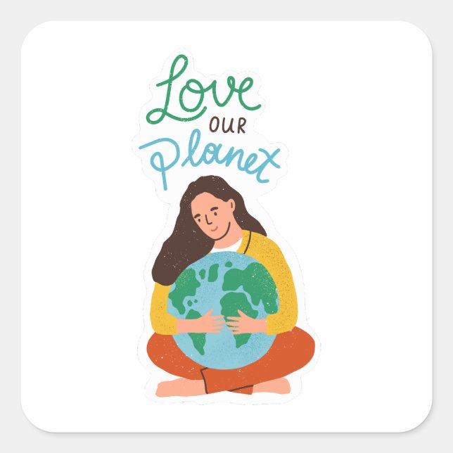 Love our planet square sticker (Front)