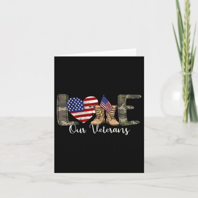 Love Our Veterans Day Proud Military American Card (Front)