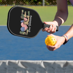 Love Our Veterans Day Proud Military American Flag Pickleball Paddle
