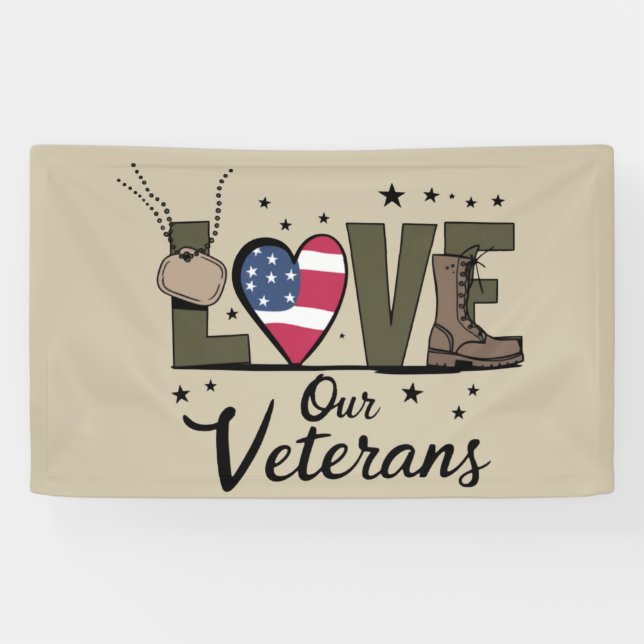 Love Our Veterans Day Proud Military Veteran Day  Banner (Horizontal)
