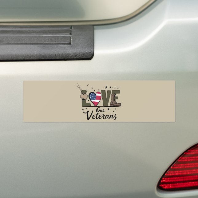 Love Our Veterans Day Proud Military Veteran Day  Bumper Sticker (On Car)