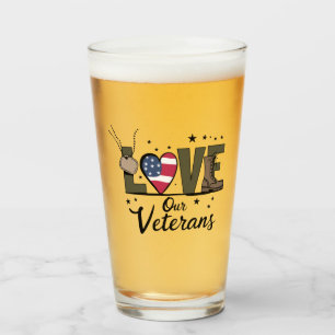 Love Our Veterans Day Proud Military Veteran Day Glass