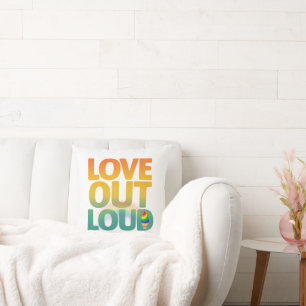 Love Out Loud Retro Pride Typography Design Cushion