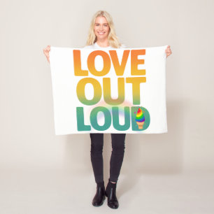 Love Out Loud Retro Pride Typography Design Fleece Blanket