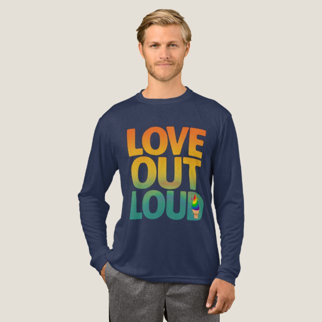 Love Out Loud Retro Pride Typography Design Tri-Blend Shirt (Full Front)