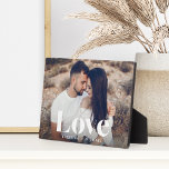 Love Overlay Personalised Couples Photo Plaque<br><div class="desc">Create a sweet keepsake of your wedding,  honeymoon or special moment with this beautiful custom photo plaque that's perfect for couples. Add a favourite horizontal photo and customise with your names along the bottom. "Love" appears as a white text overlay in modern lettering.</div>