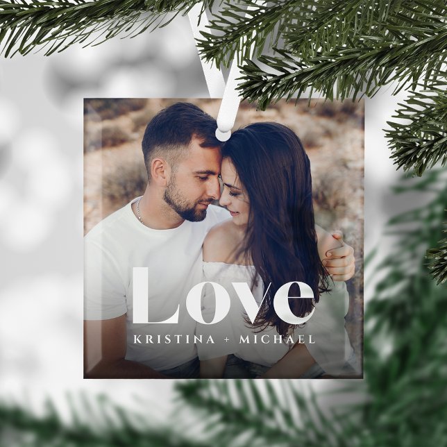 Love Overlay Photo & Names Glass Tree Decoration (Creator Uploaded)