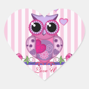 Love Owl carrying a Heart & text Sticker